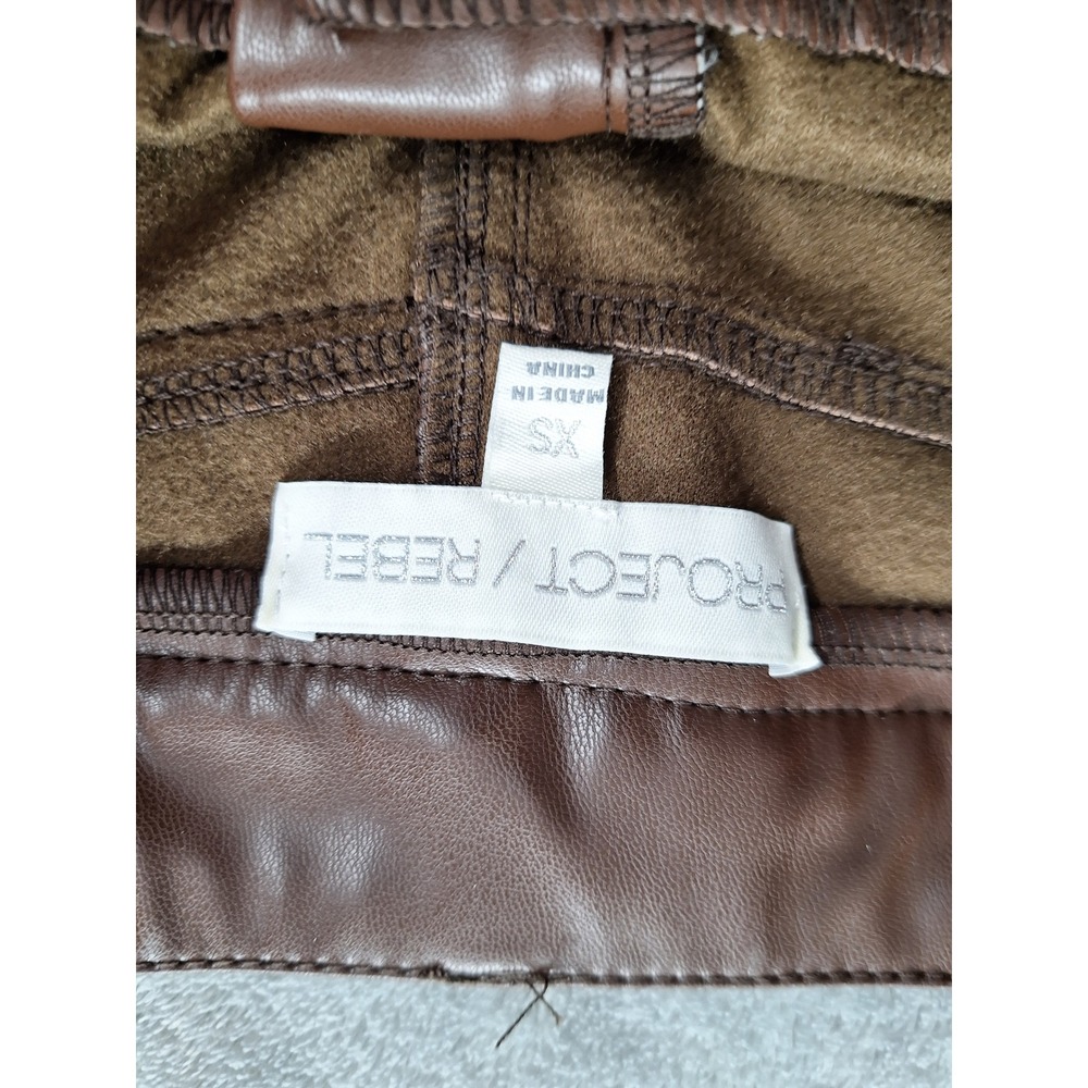 Project Rebel Womens Faux Leather Mini Shorts Brown Size XS NWT - Picture 6 of 7